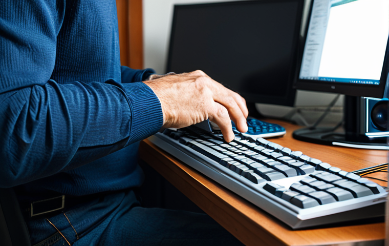 키보드나 마우스가 인식되지 않을 때 해결법 - A man, fully clothed in appropriate attire, carefully checking the USB cable connection of a keyboar...