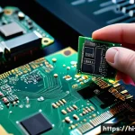 Home 22 SSD 읽기 쓰기 속도가 느려질 때 대처법 - A detailed close-up of a modern SSD circuit board with visible flash memory blocks and a controller ...