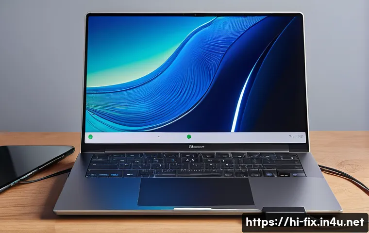 PC와 노트북의 충전기 호환성 점검 - A detailed close-up illustration of a modern laptop charging setup designed for Hindi-speaking users...