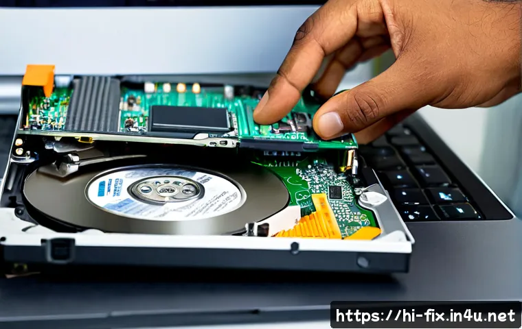 하드디스크 복구 서비스 추천 - Photorealistic Indian computer recovery technician in a clean modern service workshop, carefully exa...